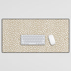 Handmade polka dot brush spots (white/tan) Desk Mat Gallery Image 1
