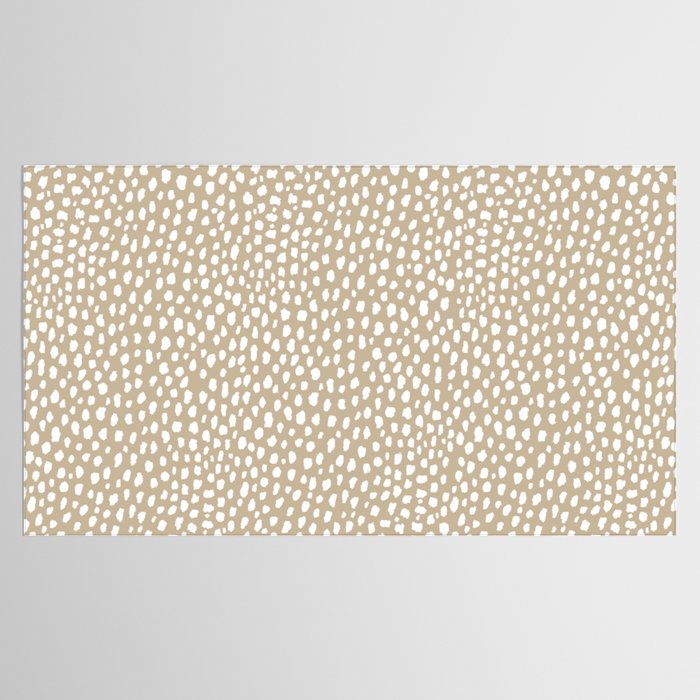 Handmade polka dot brush spots (white/tan) Tablecloth Gallery Image 2