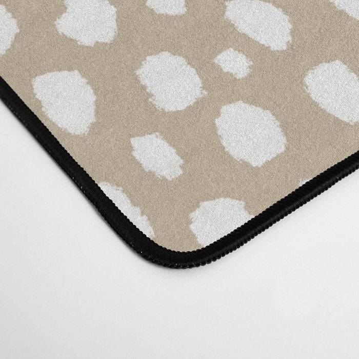Handmade polka dot brush spots (white/tan) Desk Mat Gallery Image 4