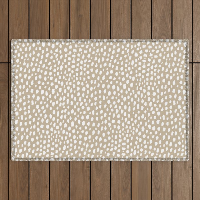 Handmade polka dot brush spots (white/tan) Outdoor Rug Gallery Image 1