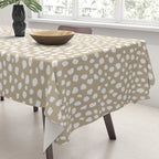 Handmade polka dot brush spots (white/tan) Tablecloth Gallery Image 3