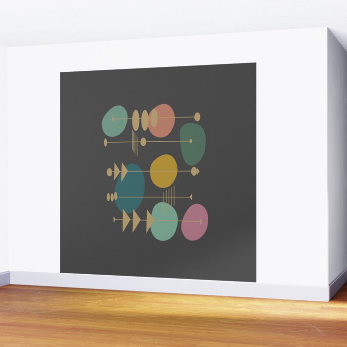 Mid Century Modern Atomic in Grey Wall Mural Gallery Image 2