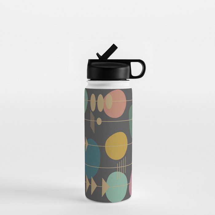 Mid Century Modern Atomic in Grey Water Bottle Gallery Image 1