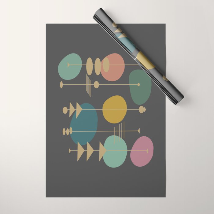 Mid Century Modern Atomic in Grey Wrapping Paper Gallery Image 1