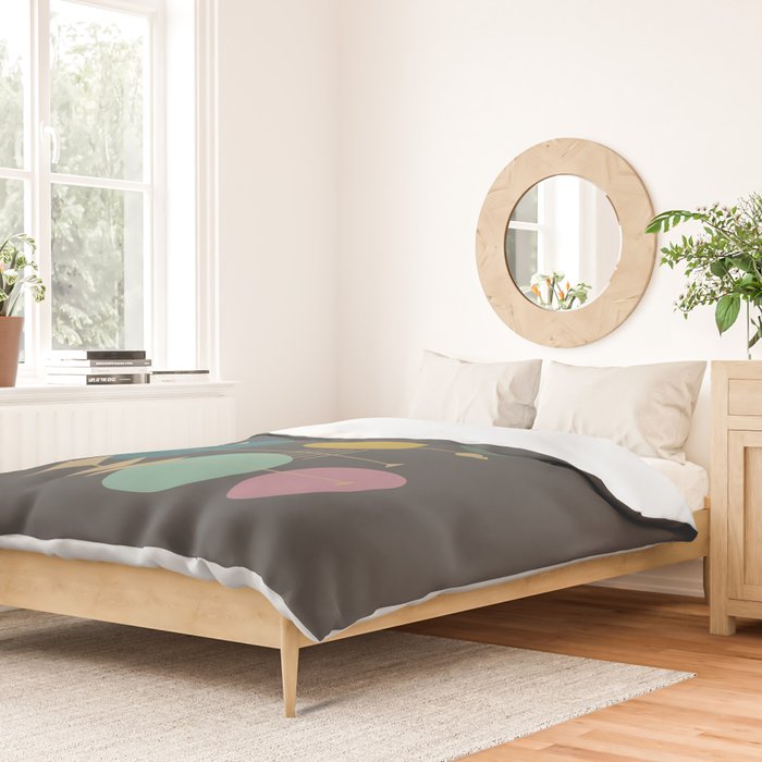 Mid Century Modern Atomic in Grey Duvet Cover Gallery Image 2
