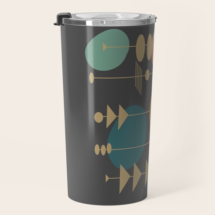 Mid Century Modern Atomic in Grey Travel Mug Gallery Image 3