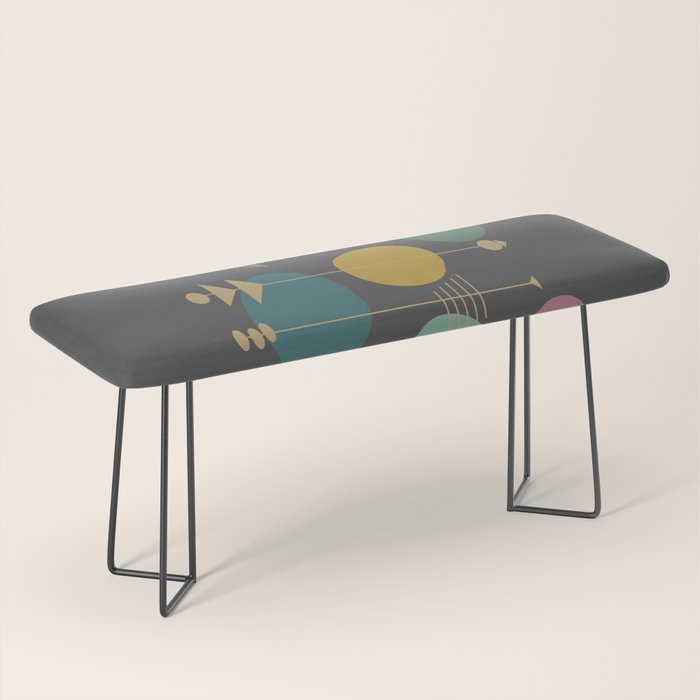 Mid Century Modern Atomic in Grey Bench Gallery Image 1