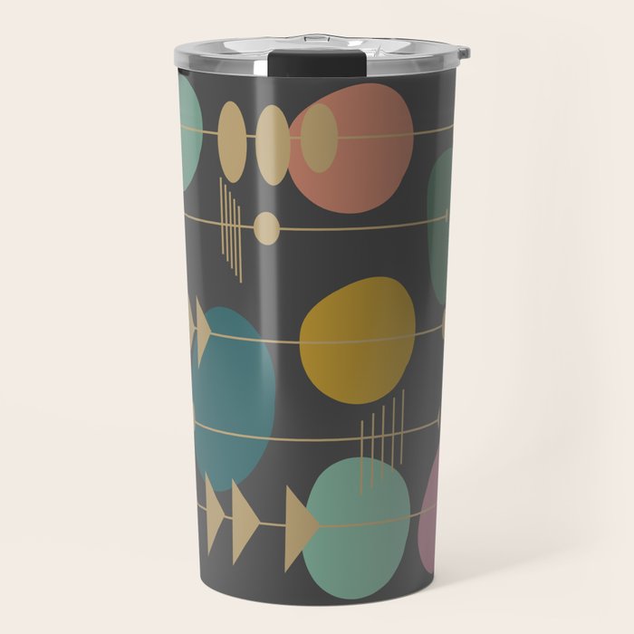 Mid Century Modern Atomic in Grey Travel Mug Gallery Image 1