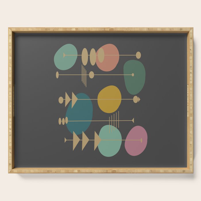 Mid Century Modern Atomic in Grey Serving Tray Gallery Image 1