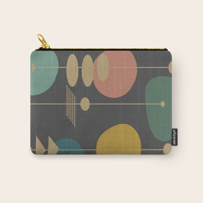 Mid Century Modern Atomic in Grey Carry All Pouch Gallery Image 1