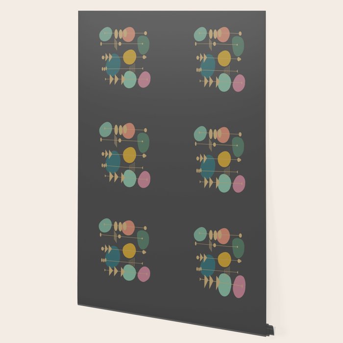 Mid Century Modern Atomic in Grey Wallpaper Gallery Image 2