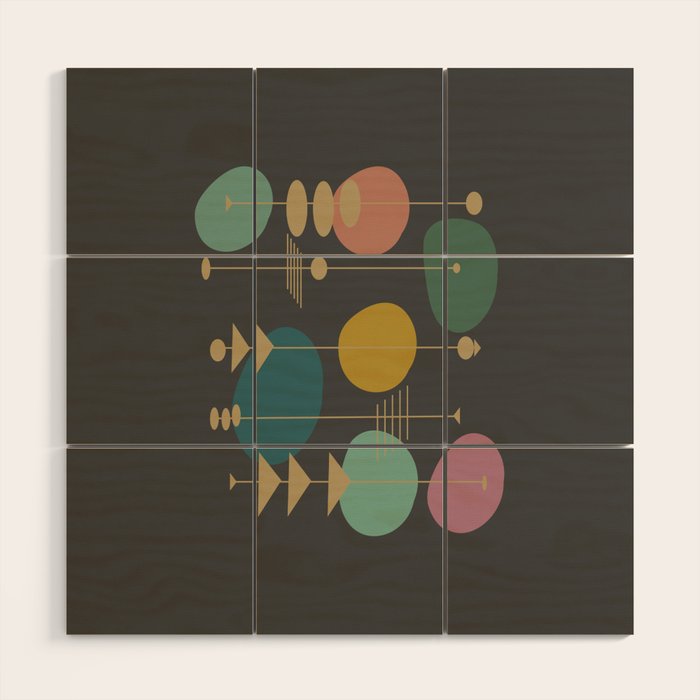 Mid Century Modern Atomic in Grey Wood Wall Art Gallery Image 1