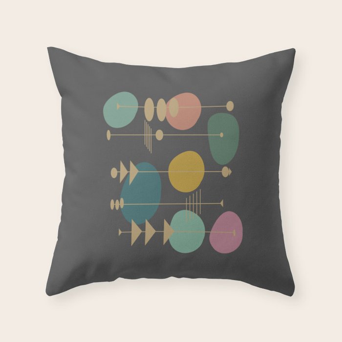 Mid Century Modern Atomic in Grey Throw Pillow Gallery Image 6