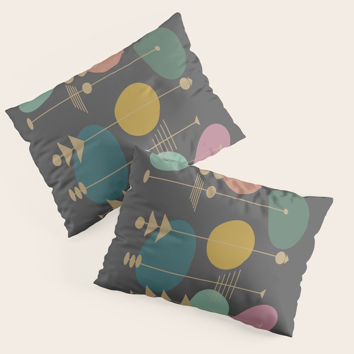 Mid Century Modern Atomic in Grey Pillow Sham Gallery Image 1
