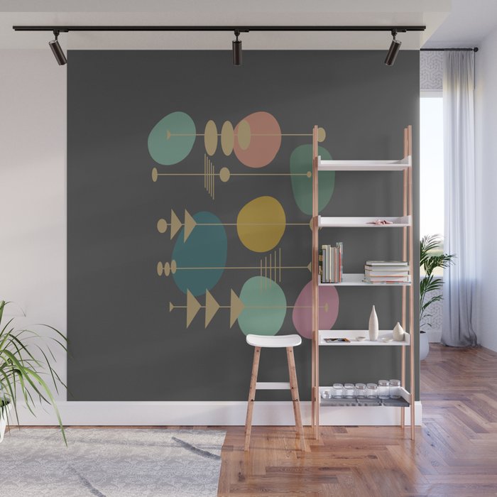 Mid Century Modern Atomic in Grey Wall Mural Gallery Image 1
