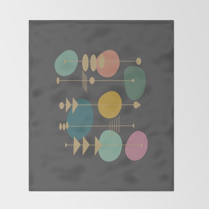 Mid Century Modern Atomic in Grey Throw Blanket Gallery Image 2