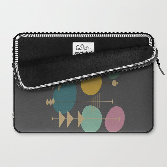 Mid Century Modern Atomic in Grey Laptop Sleeve Gallery Image 2