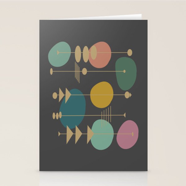 Mid Century Modern Atomic in Grey Stationery Card Gallery Image 2