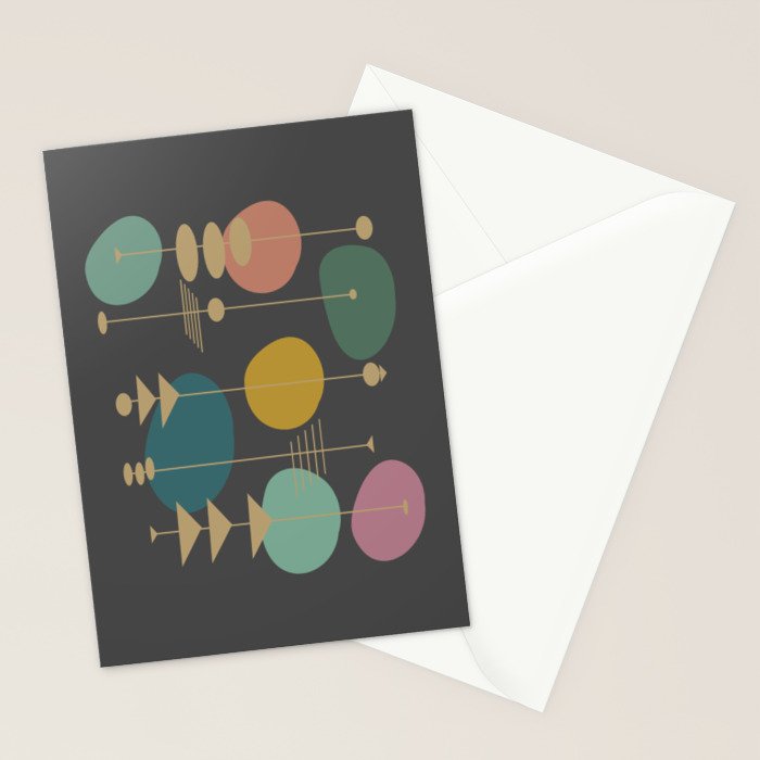Mid Century Modern Atomic in Grey Stationery Card Gallery Image 2