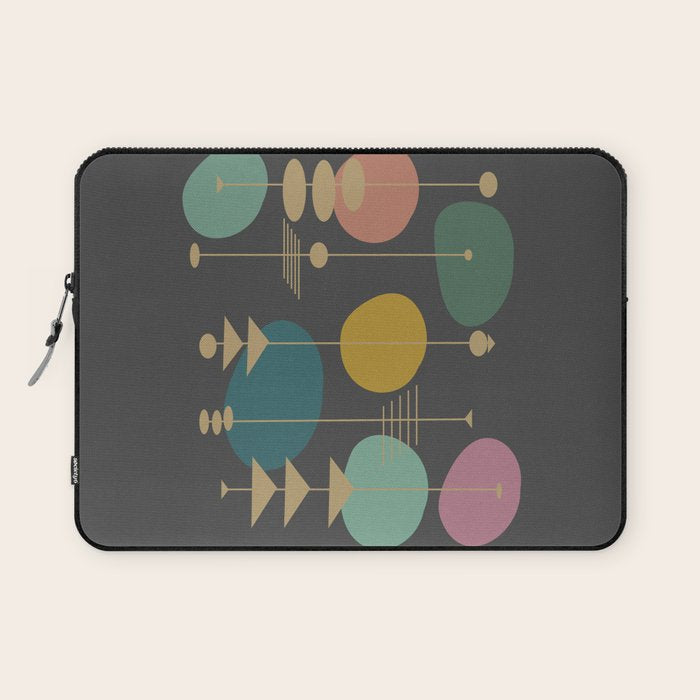 Mid Century Modern Atomic in Grey Laptop Sleeve Gallery Image 1