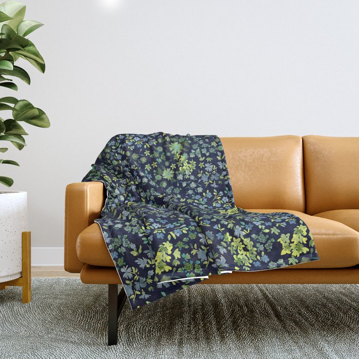 Botanical Night Bloom Throw Blanket Gallery Image 1