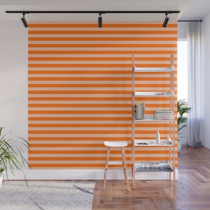 Striped 2 Orange Wall Mural Gallery Image 1