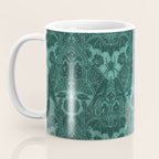Gothic Halloween Damask - terrifying teal Coffee Mug Gallery Image 3