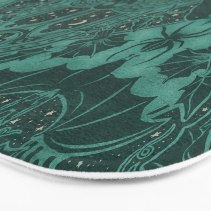 Gothic Halloween Damask - terrifying teal Bath Mat Gallery Image 3