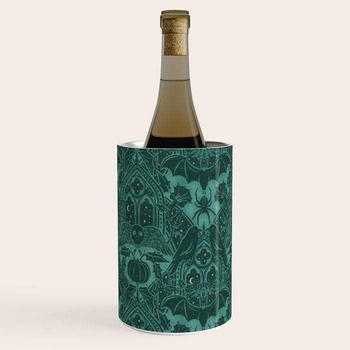 Gothic Halloween Damask - terrifying teal Wine Chiller Gallery Image 2
