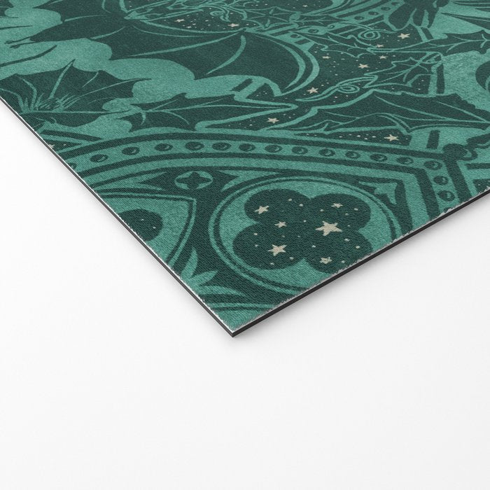 Gothic Halloween Damask - terrifying teal Welcome Mat Gallery Image 2