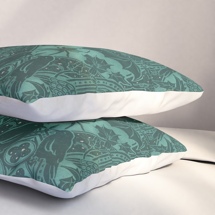 Gothic Halloween Damask - terrifying teal Pillow Sham Gallery Image 3