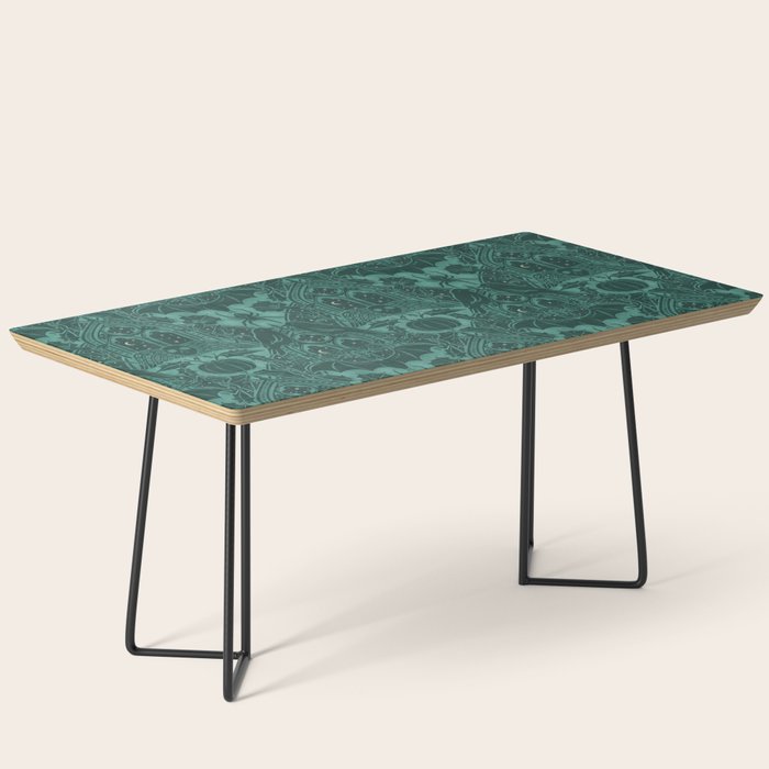 Gothic Halloween Damask - terrifying teal Coffee Table Gallery Image 1