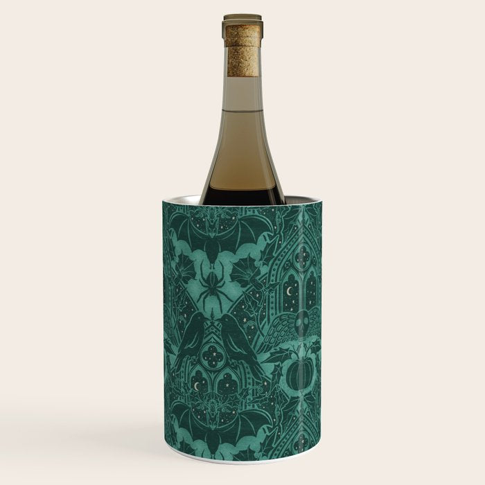 Gothic Halloween Damask - terrifying teal Wine Chiller Gallery Image 3