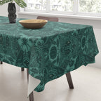 Gothic Halloween Damask - terrifying teal Tablecloth Gallery Image 3