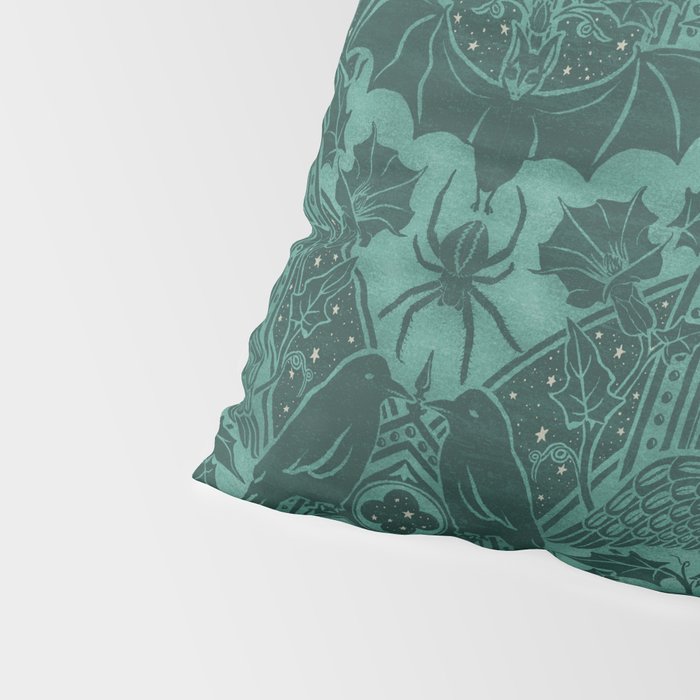 Gothic Halloween Damask - terrifying teal Pillow Sham Gallery Image 4