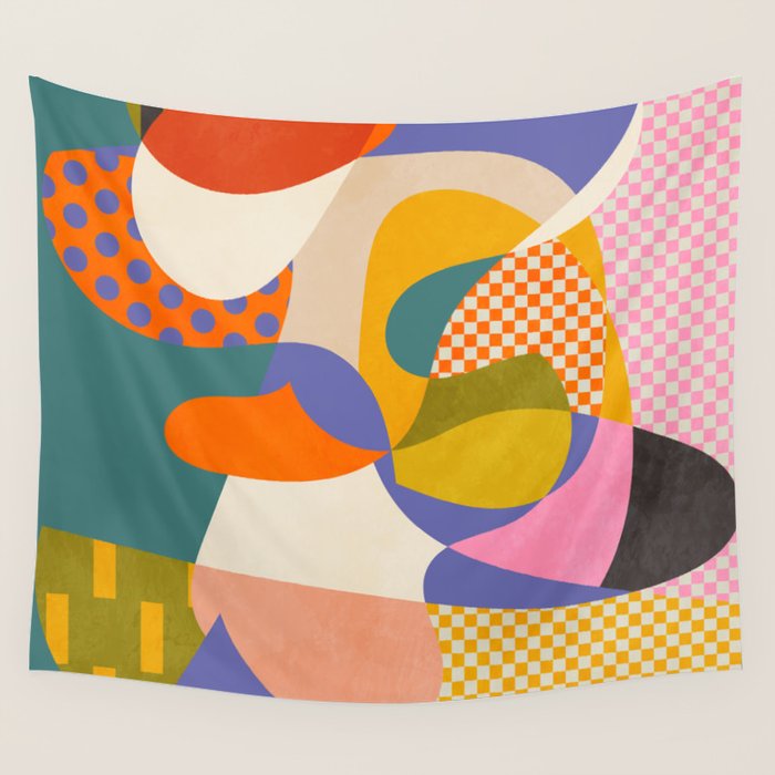 minimal shapes abstract Wall Tapestry Gallery Image 4