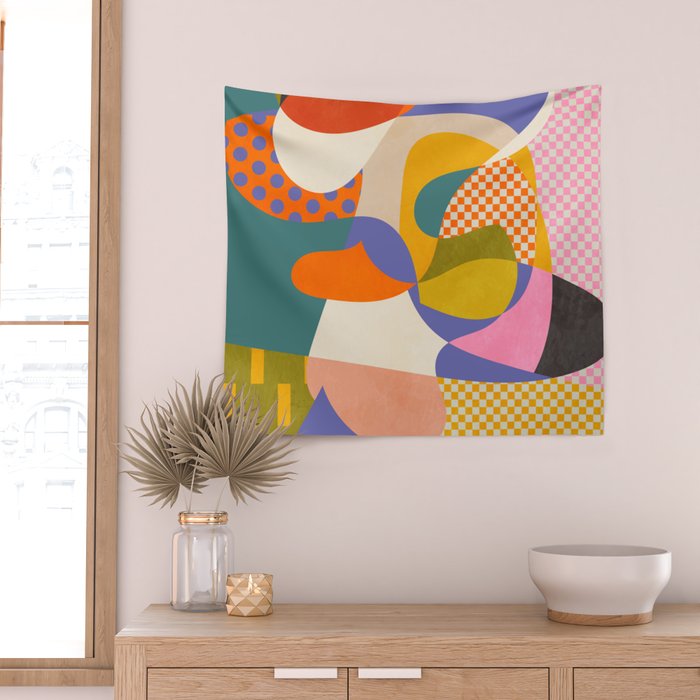 minimal shapes abstract Wall Tapestry Gallery Image 2