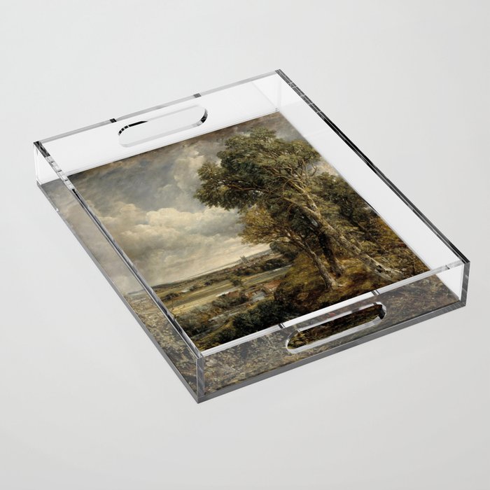 Vintage landscape art by John Constable Acrylic Tray Gallery Image 1