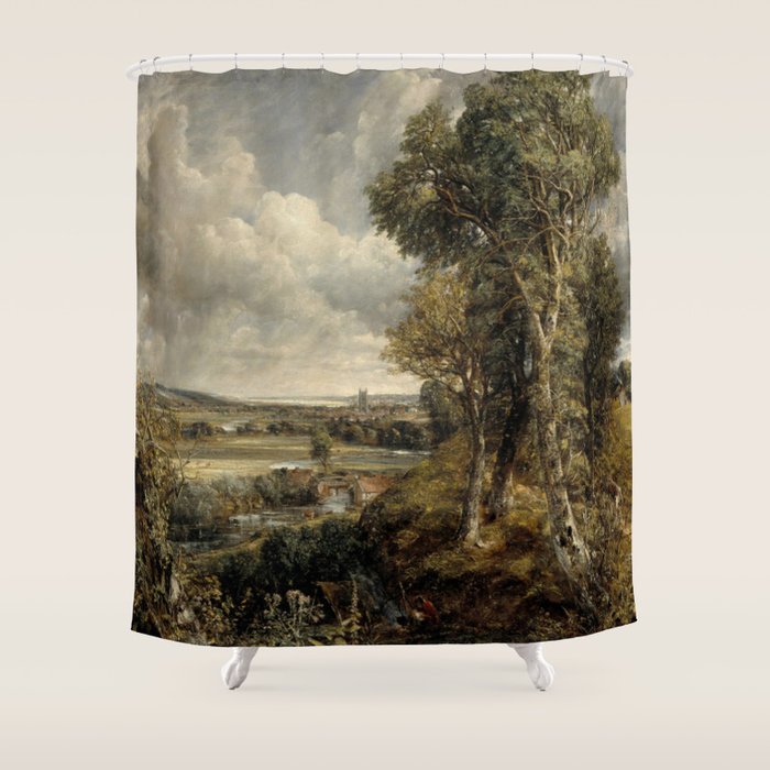 Vintage landscape art by John Constable Shower Curtain Gallery Image 1