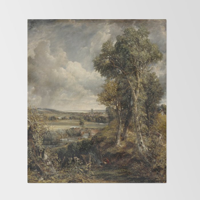Vintage landscape art by John Constable Throw Blanket Gallery Image 2