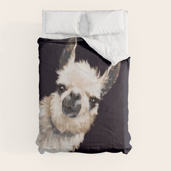Sneaky Llama in Black Comforter Gallery Image 3