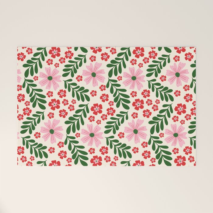 Whimsical Floral- Christmas vibes Welcome Mat Gallery Image 1