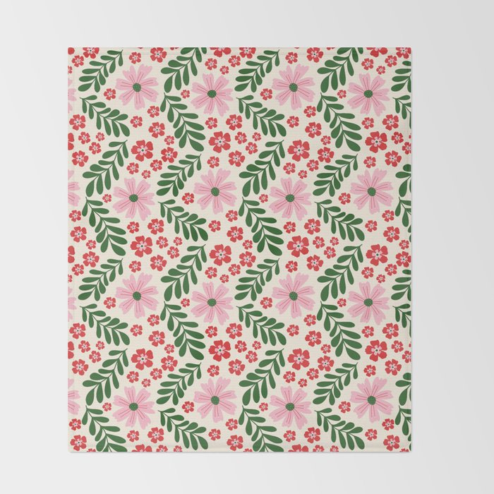 Whimsical Floral- Christmas vibes Throw Blanket Gallery Image 2