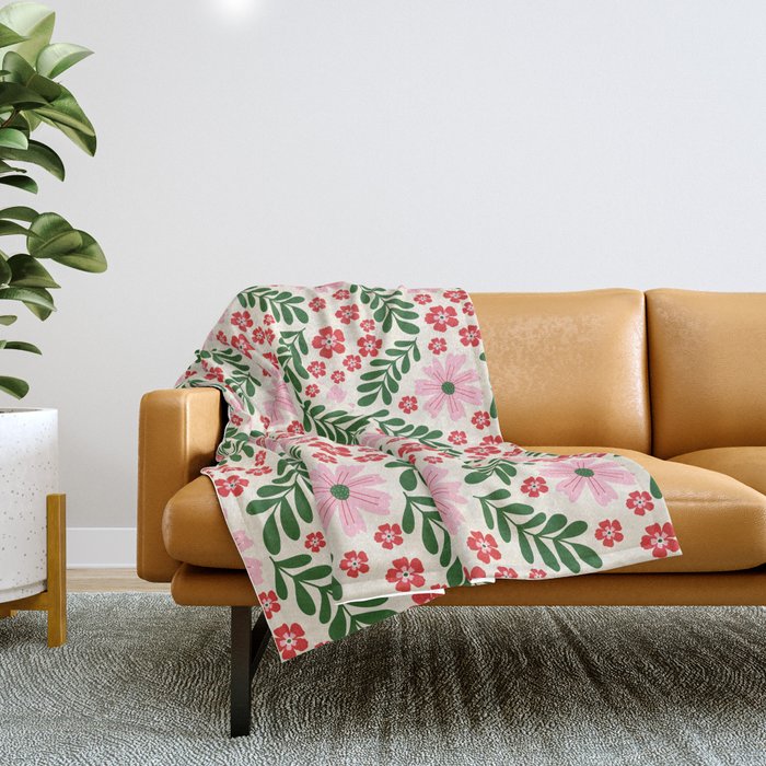 Whimsical Floral- Christmas vibes Throw Blanket Gallery Image 1