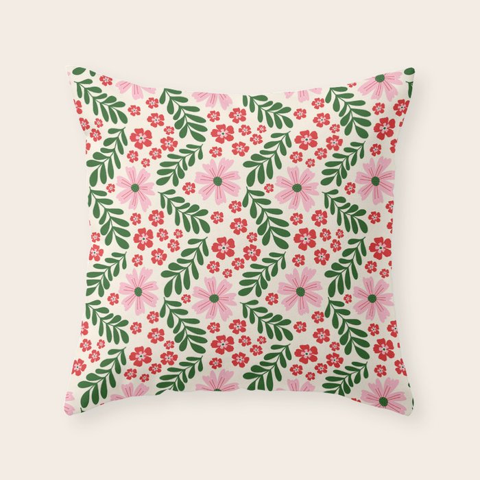 Whimsical Floral- Christmas vibes Throw Pillow Gallery Image 6