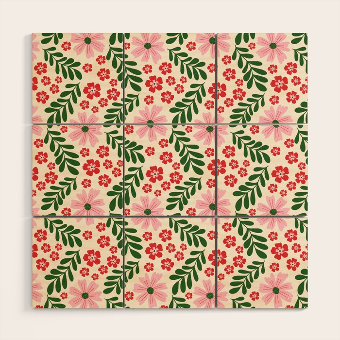 Whimsical Floral- Christmas vibes Wood Wall Art Gallery Image 1