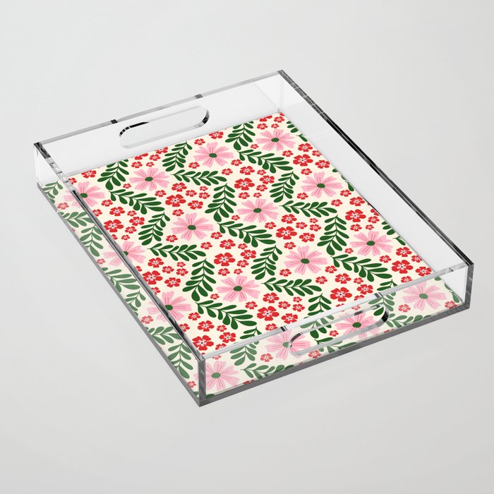 Whimsical Floral- Christmas vibes Acrylic Tray Gallery Image 1