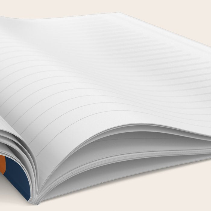 Mid Century Modern Geometric 133 in Navy Blue and vintage orange (Sun and Rainbow Abstract) Notebook Gallery Image 2