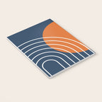 Mid Century Modern Geometric 133 in Navy Blue and vintage orange (Sun and Rainbow Abstract) Notebook Gallery Image 3