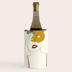 Colorful Thoughts Minimal Line Art Woman with Flowers II Wine Chiller Gallery Image 1